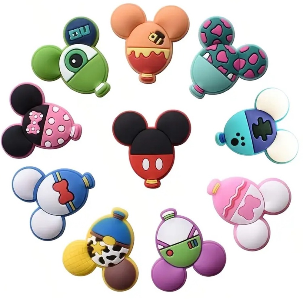 L29 10 pieces,  crocs Disney Colorful Cartoon Character Fidget Toys Set